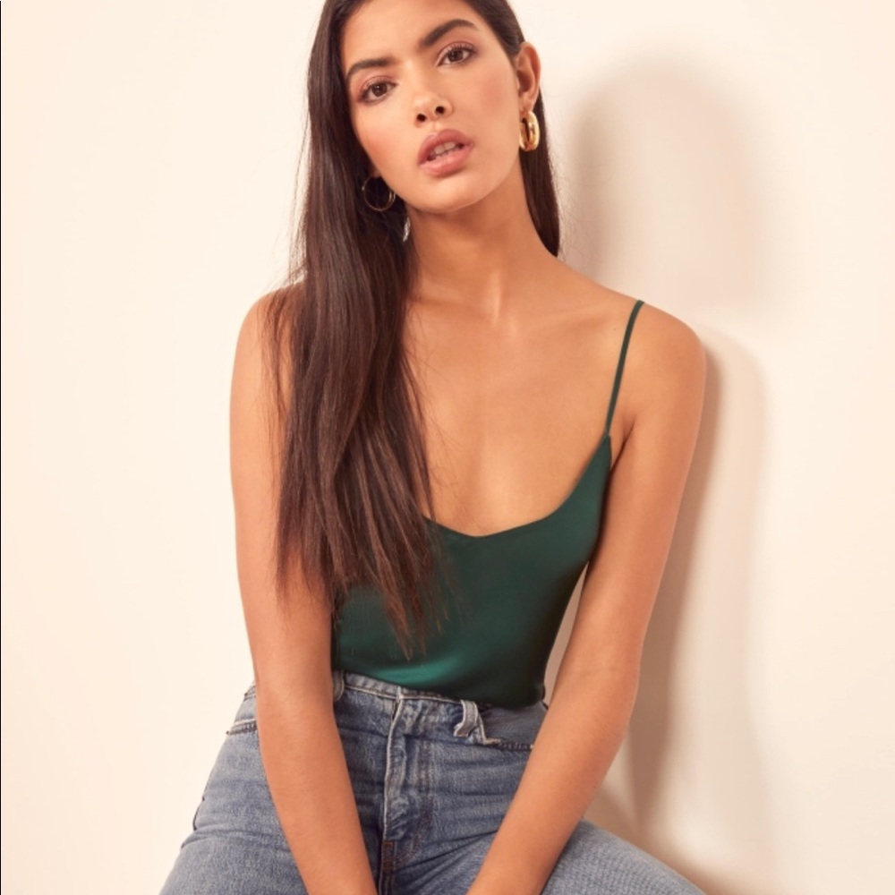 EUC Reformation Green silk tank top size small
